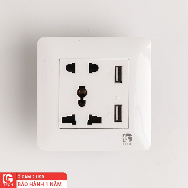 Ổ cắm USB âm tường 5 chấu chuẩn vuông LG-TT-047