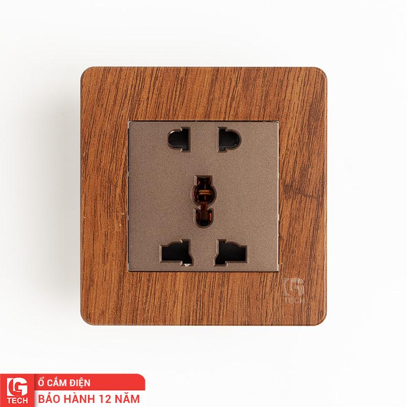 Ổ cắm điện 5 chấu, vân gỗ LG-AB-05-115