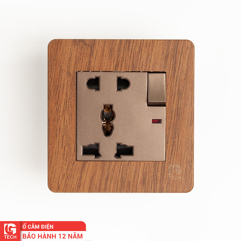 Ổ cắm điện có công tắc vân gỗ LG-AB-05-0119