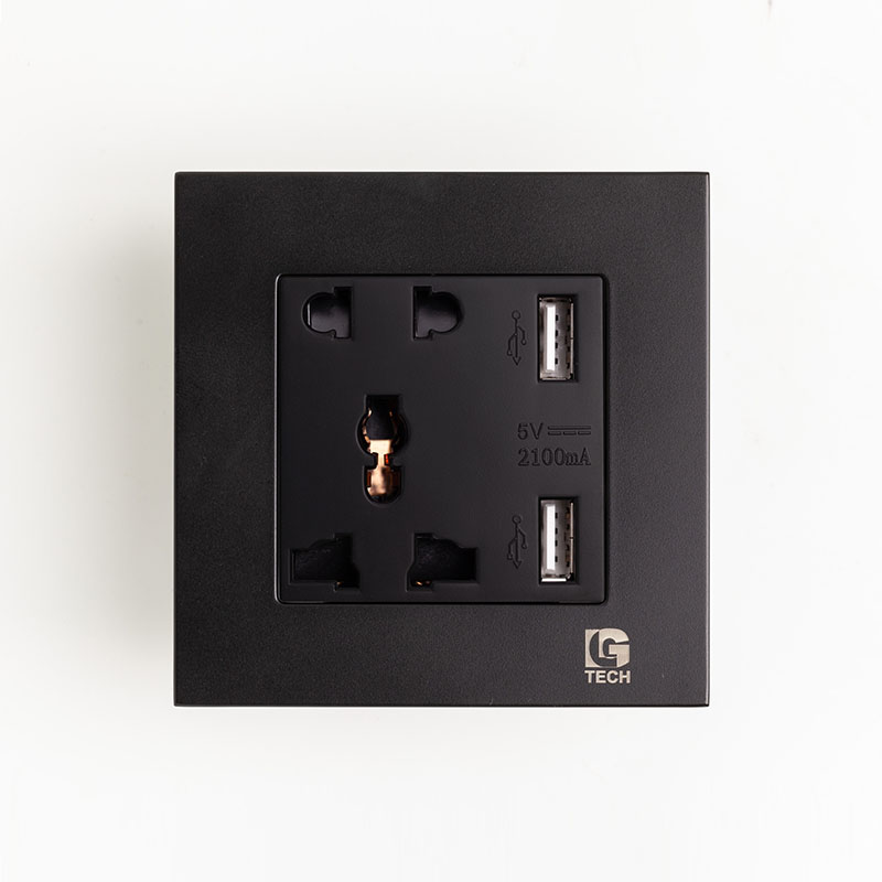 Ổ điện 5 chấu có 2 cổng USB mã LG-B20-047 1 Ổ điện 5 chấu có 2 cổng USB mã LG-B20-047