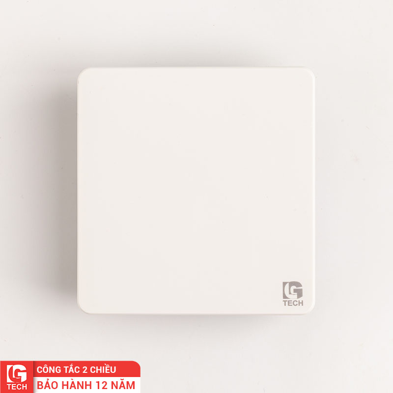 Công tắc điện đơn tràn viền 2 chiều, chuẩn vuông, màu trắng LG Tech mã LG-AB-K1-001N