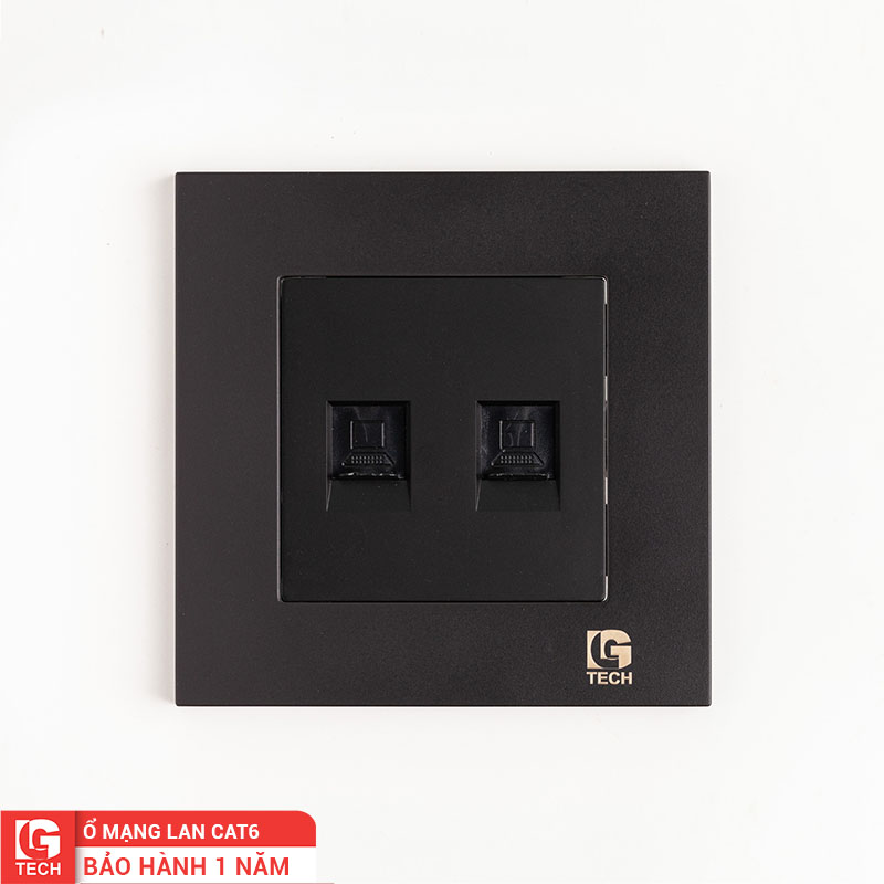 o mang am tuong cat6 b20-036 Ổ mạng âm tường đôi màu đen LAN cat 6 LG-B20-036 1