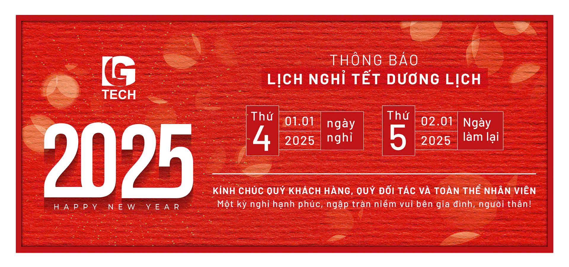 THÔNG BÁO NGHỈ TẾT DƯƠNG LỊCH 01-01-2025 1