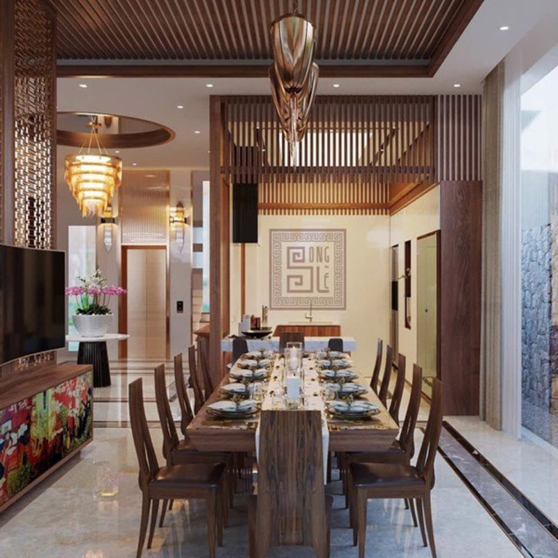 27+ Mẫu bàn ăn 12 ghế nhập khẩu đẹp cho biệt thự sang trọng 1 kích thước bàn ăn 12 ghế