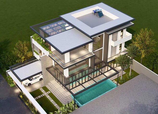 Mặt bằng biệt thự nghỉ dưỡng 3 tầng hiện đại
