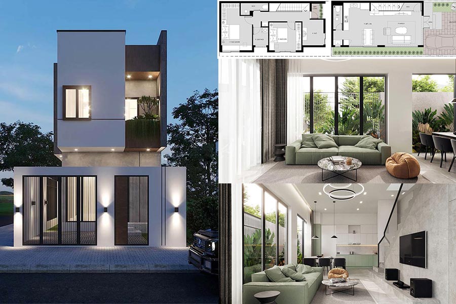 Mẫu thiết kế nhà 1 trệt 1 lầu 5x10m hiện đại đẹp, trẻ trung 1 Mẫu thiết kế nhà 1 trệt 1 lầu 5x10m hiện đại đẹp, trẻ trung