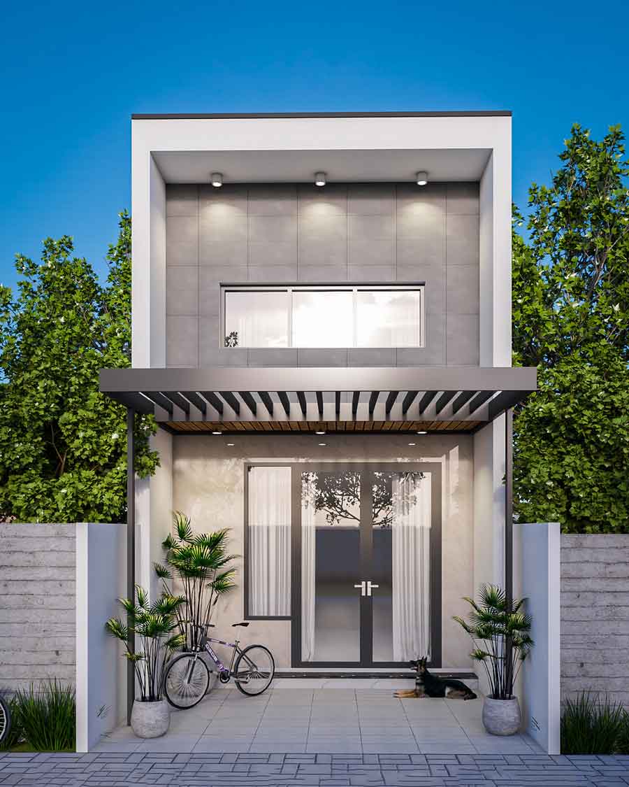 Mẫu nhà cấp 4 có gác lửng 5x16