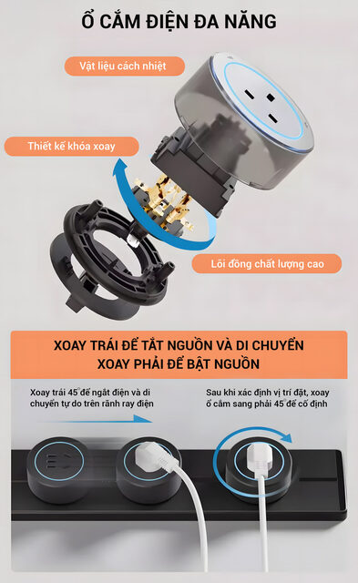 Ổ cắm ray trượt chìm kèm 3 ổ cắm điện đa năng LG Tech (COMBO) 6 Ổ cắm ray trượt chìm kèm 3 ổ cắm điện đa năng LG Tech (COMBO) 18
