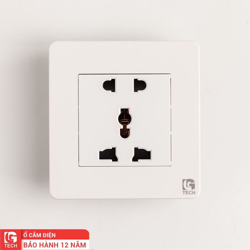 Ổ cắm điện 5 chấu tràn viền, chuẩn vuông, màu trắng LG Tech mã LG-AB-K1-115