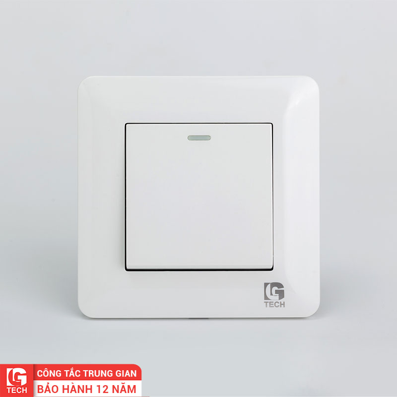 Công tắc trung gian đơn, viền bo tròn màu trắng LG Tech LG-TT-001X