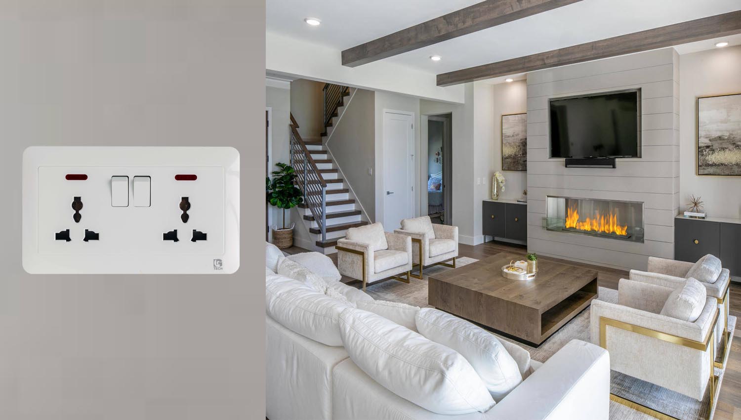 Công tắc ổ cắm đôi: Giải pháp tiết kiệm không gian 1