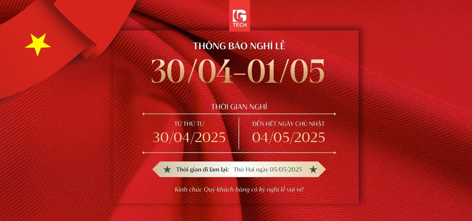 Thông báo nghỉ lễ 30/4 và 1/5 năm 2025 1
