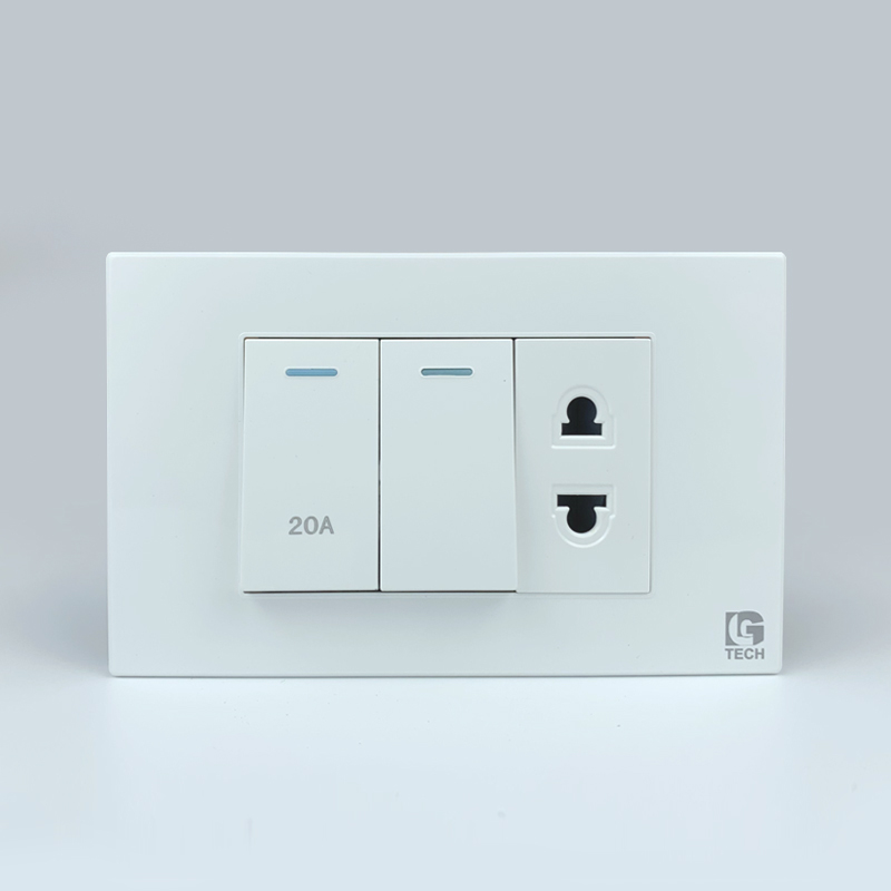 Mô đun 1 công tắc 20A, 1 công tắc đơn và 1 ổ cắm LG Tech 1 Mô đun 1 công tắc 20A, 1 công tắc đơn và 1 ổ cắm LG Tech