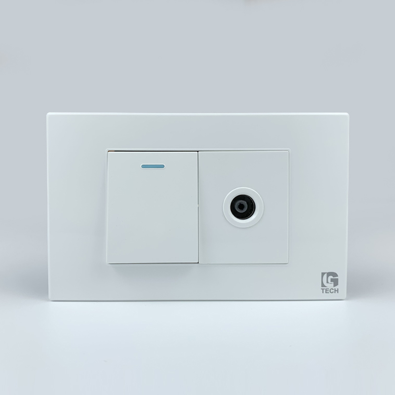 Mô đun công tắc đơn 2 chiều và ổ cắm tivi, size 36mm màu trắng LG Tech 1 Mô đun công tắc đơn 2 chiều và ổ cắm tivi, size 36mm màu trắng LG Tech