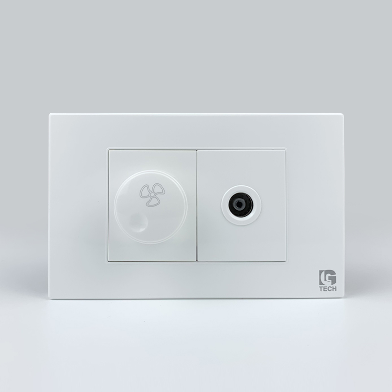 Mô đun công tắc quạt và ổ cắm tivi, size 36mm màu trắng LG Tech 1 Mô đun công tắc quạt và ổ cắm tivi, size 36mm màu trắng LG Tech