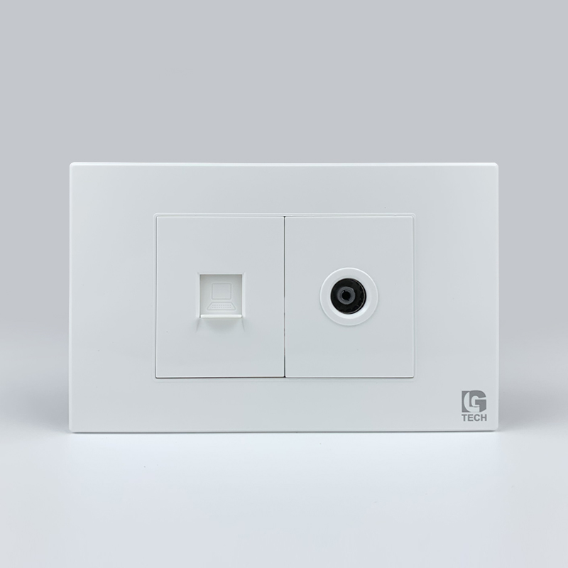 Mô đun mạng LAN CAT5 và ổ cắm tivi, size 36mm màu trắng LG Tech 1 Mô đun mạng LAN CAT5 và ổ cắm tivi, size 36mm màu trắng LG Tech