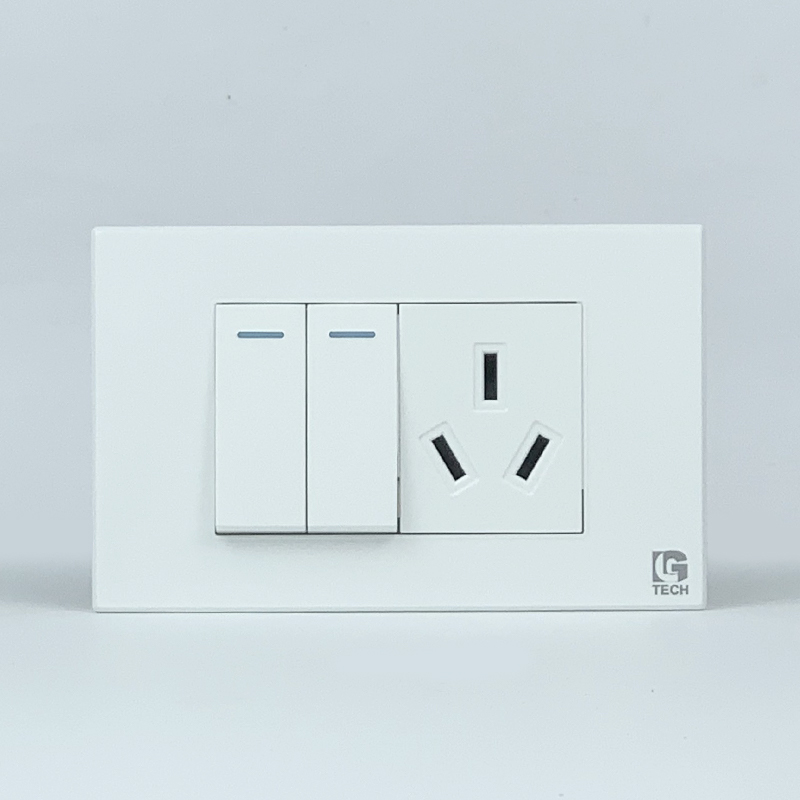 Mô đun công tắc đôi 2 chiều và ổ cắm chân chim, size 36mm màu trắng LG Tech 1 Mô đun công tắc đôi 2 chiều và ổ cắm chân chim, size 36mm màu trắng LG Tech