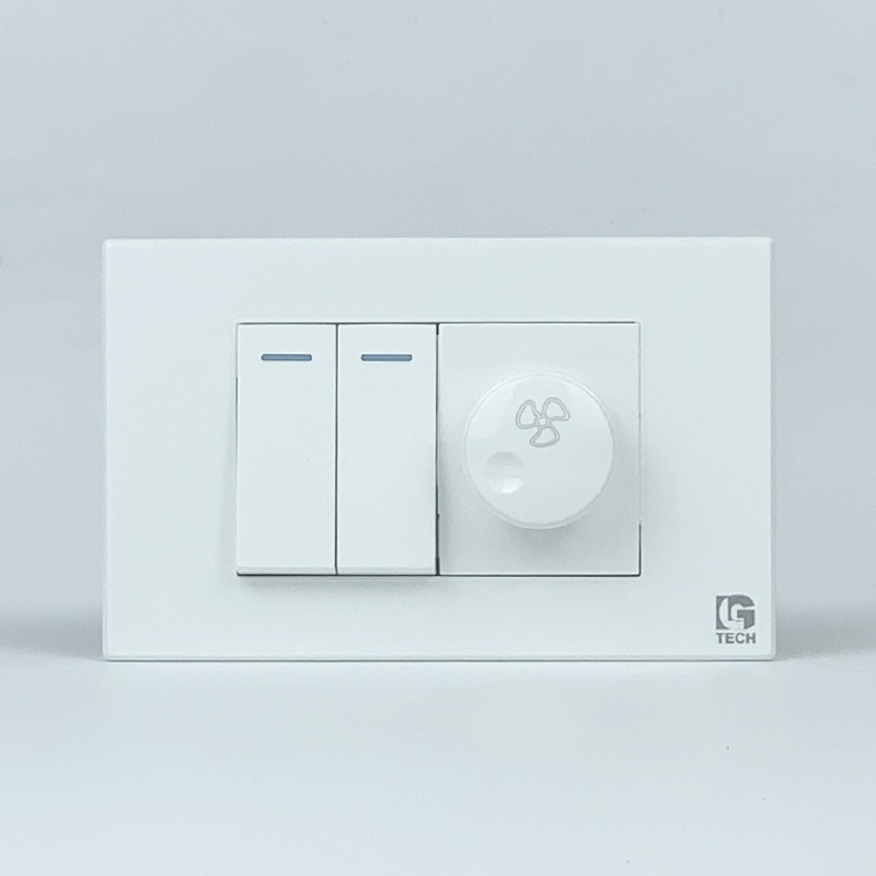 Mô đun công tắc đôi 2 chiều và công tắc quạt, size 36mm màu trắng LG Tech 1 Mô đun công tắc đôi 2 chiều và công tắc quạt, size 36mm màu trắng LG Tech