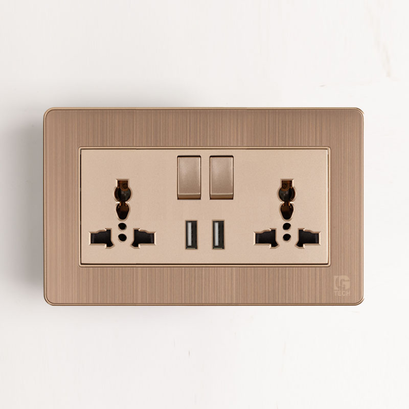 Ổ cắm 3 chấu đôi tích hợp 2 cổng sạc USB LG Tech LG-AB-L-153 1 Ổ cắm 3 chấu đôi tích hợp 2 cổng sạc USB LG Tech LG-AB-L-153