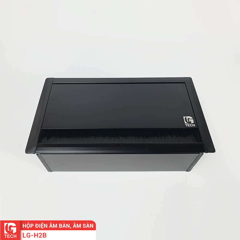 Hộp ổ cắm điện âm bàn 2 ổ điện 86x86mm màu đen LG-H2B
