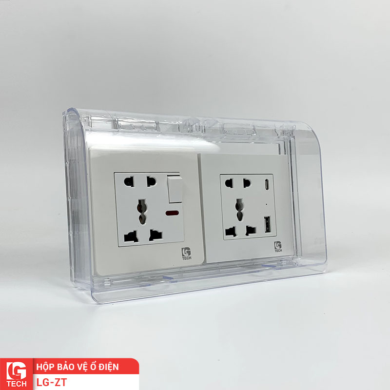 Hộp che mưa ổ điện chữ nhật 2 ổ 86x86mm LG-ZT