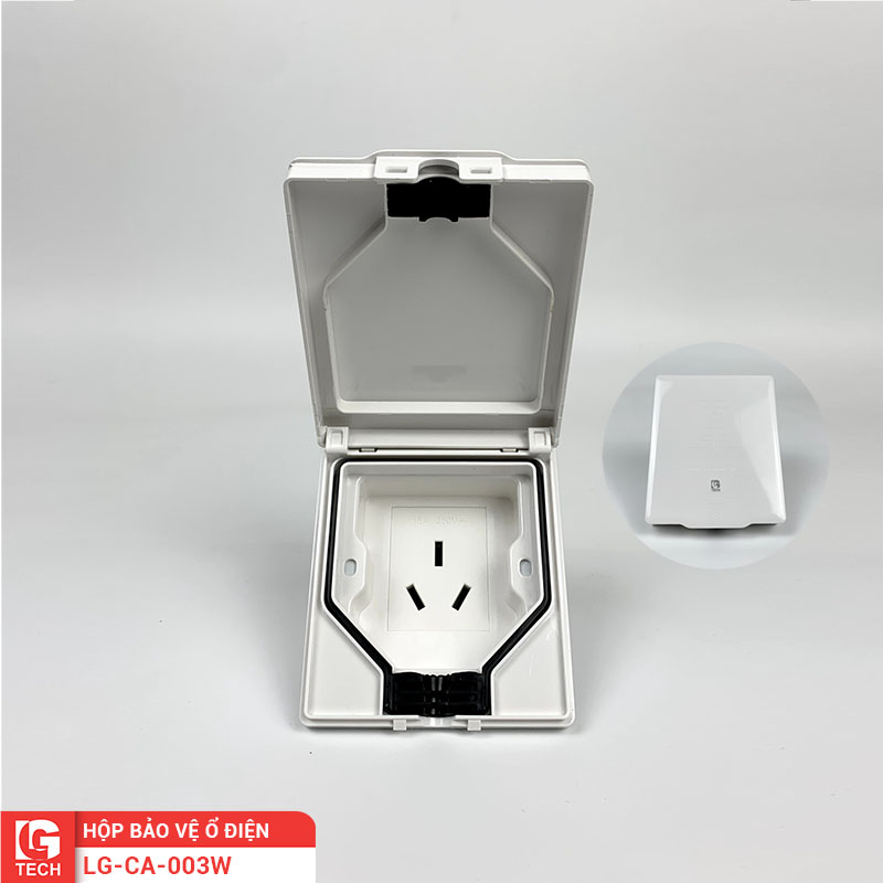 Ổ cắm ngoài trời 3 chân dẹt có nắp che LG-CA-003W
