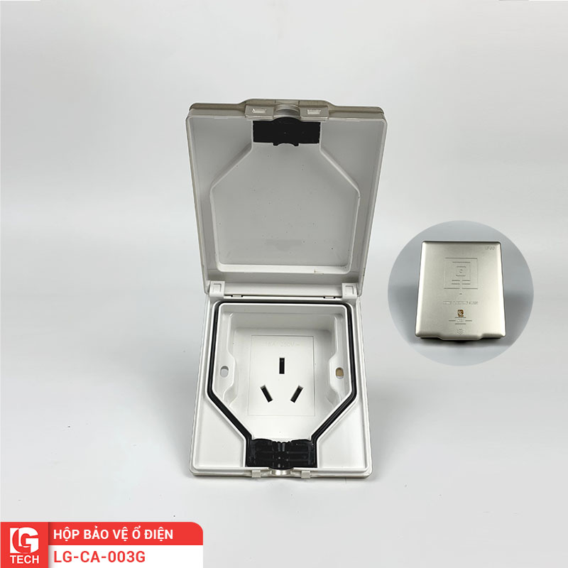 Ổ điện ngoài trời 3 chân dẹt có hộp bảo vệ LG-CA-003G