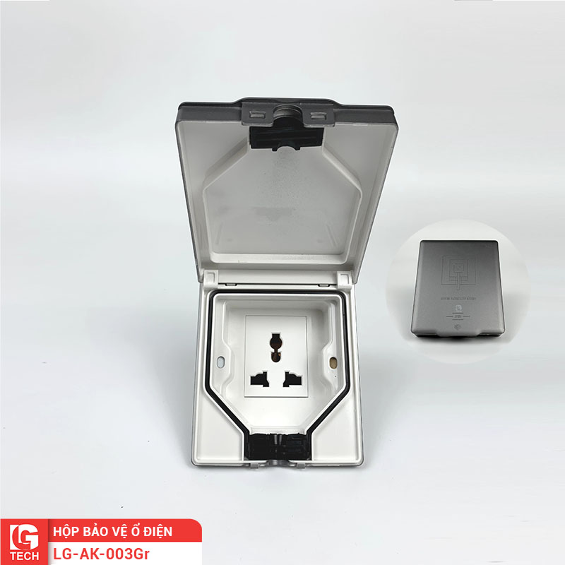 Ổ điện ngoài trời chống nước 3 chấu LG-AK-003Gr
