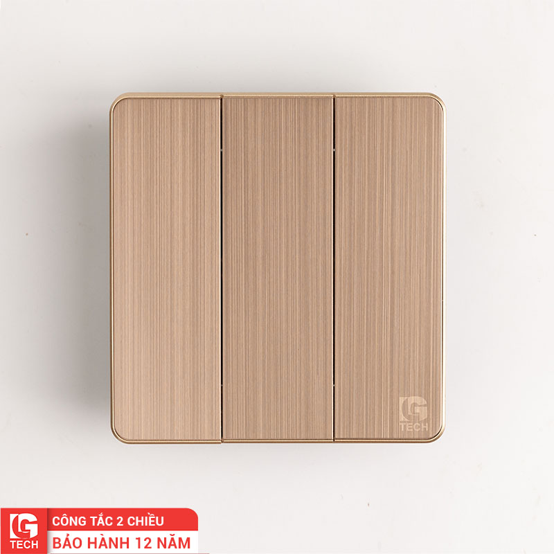 Công tắc 2 chiều 3 nút tràn viền vàng đồng LG-AB-L-003N