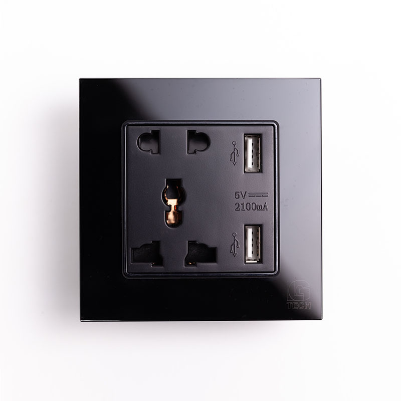 Ổ cắm USB âm tường 2 cổng viền kính LG-F71B-047 1 Ổ cắm USB âm tường 2 cổng viền kính LG-F71B-047