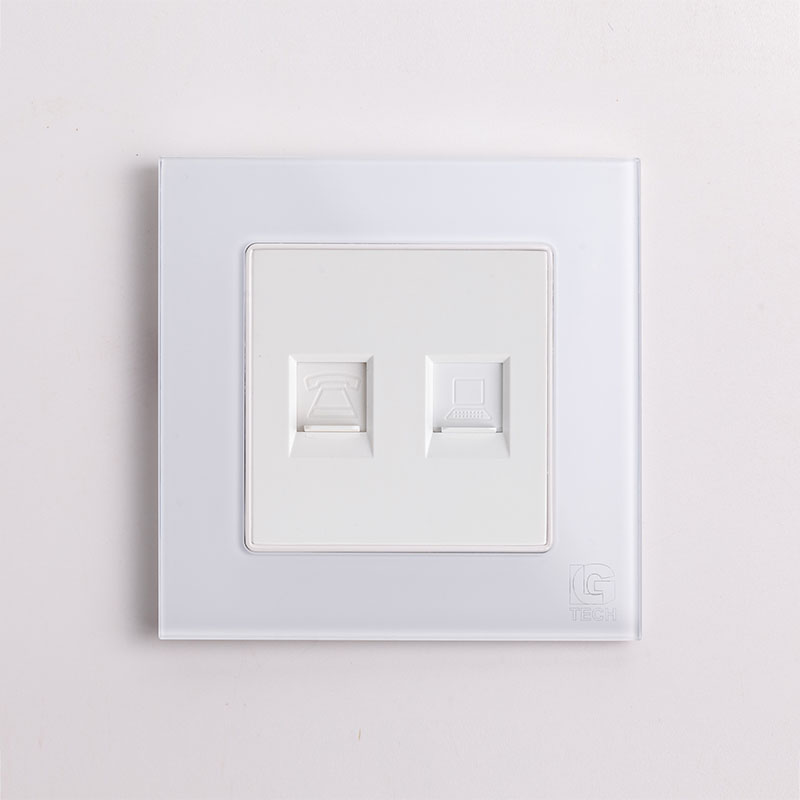 Ổ cắm mạng LAN CAT6 âm tường và điện thoại viền kính LG-F71W-057 1 Ổ cắm mạng LAN CAT6 âm tường và điện thoại viền kính LG-F71W-057