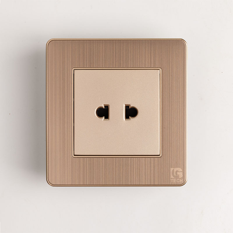 Ổ cắm 2 chấu màu vàng đồng LG-AB-L-050 1 Ổ cắm 2 chấu màu vàng đồng LG-AB-L-050
