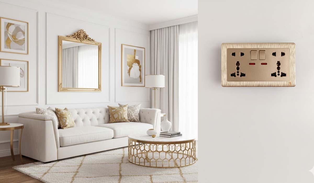 Ổ điện âm tường màu gold: Điểm nhấn cho không gian sang trọng và cao cấp 6 Ổ điện âm tường màu gold: Điểm nhấn cho không gian sang trọng và cao cấp 5