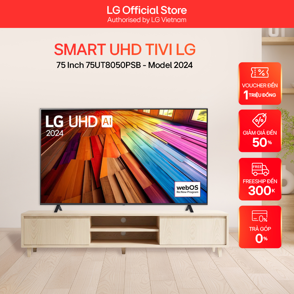 Smart UHD Tivi LG 75 Inch 75UT8050PSB - Model 2024