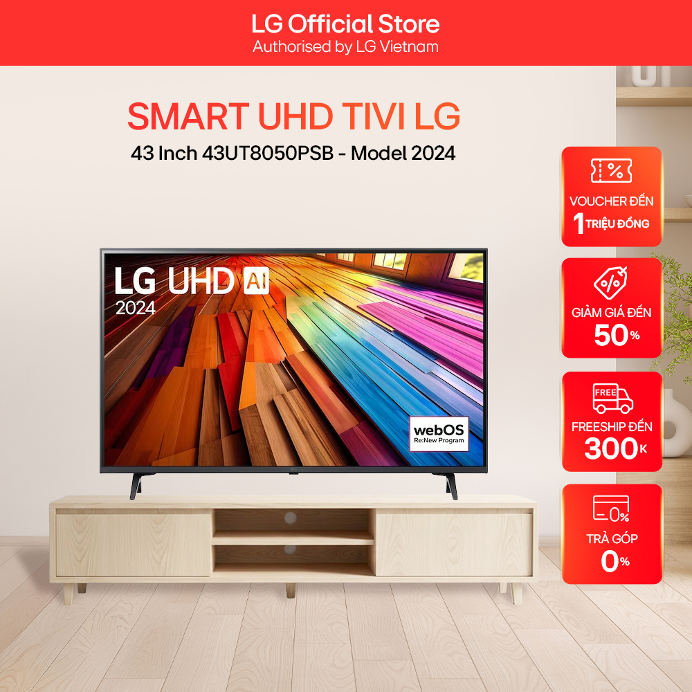 Smart UHD Tivi LG 43 Inch 43UT8050PSB - Model 2024