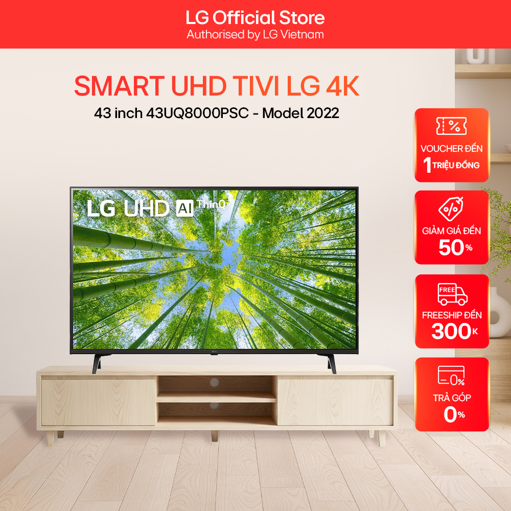 Smart UHD Tivi LG 43 inch 4K 43UQ8000PSC - Model 2022