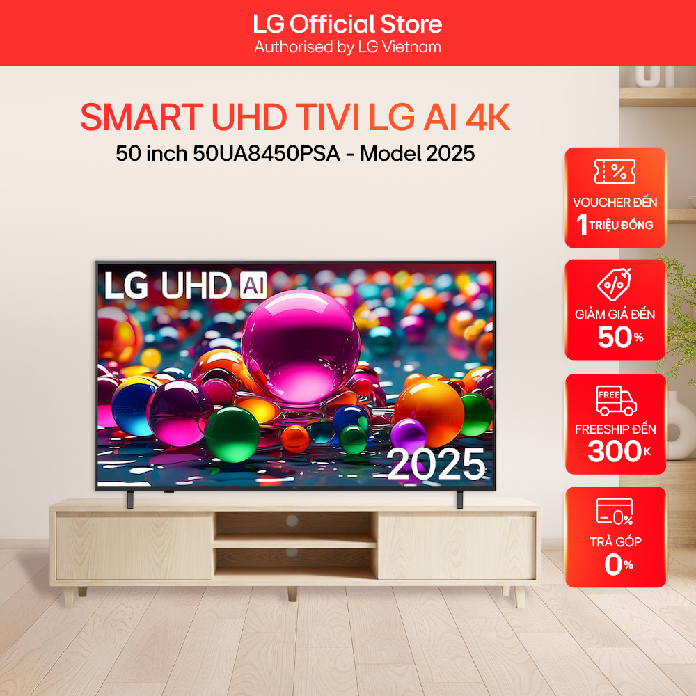 Smart UHD Tivi LG AI 4K 50 inch 50UA8450PSA - Model 2025