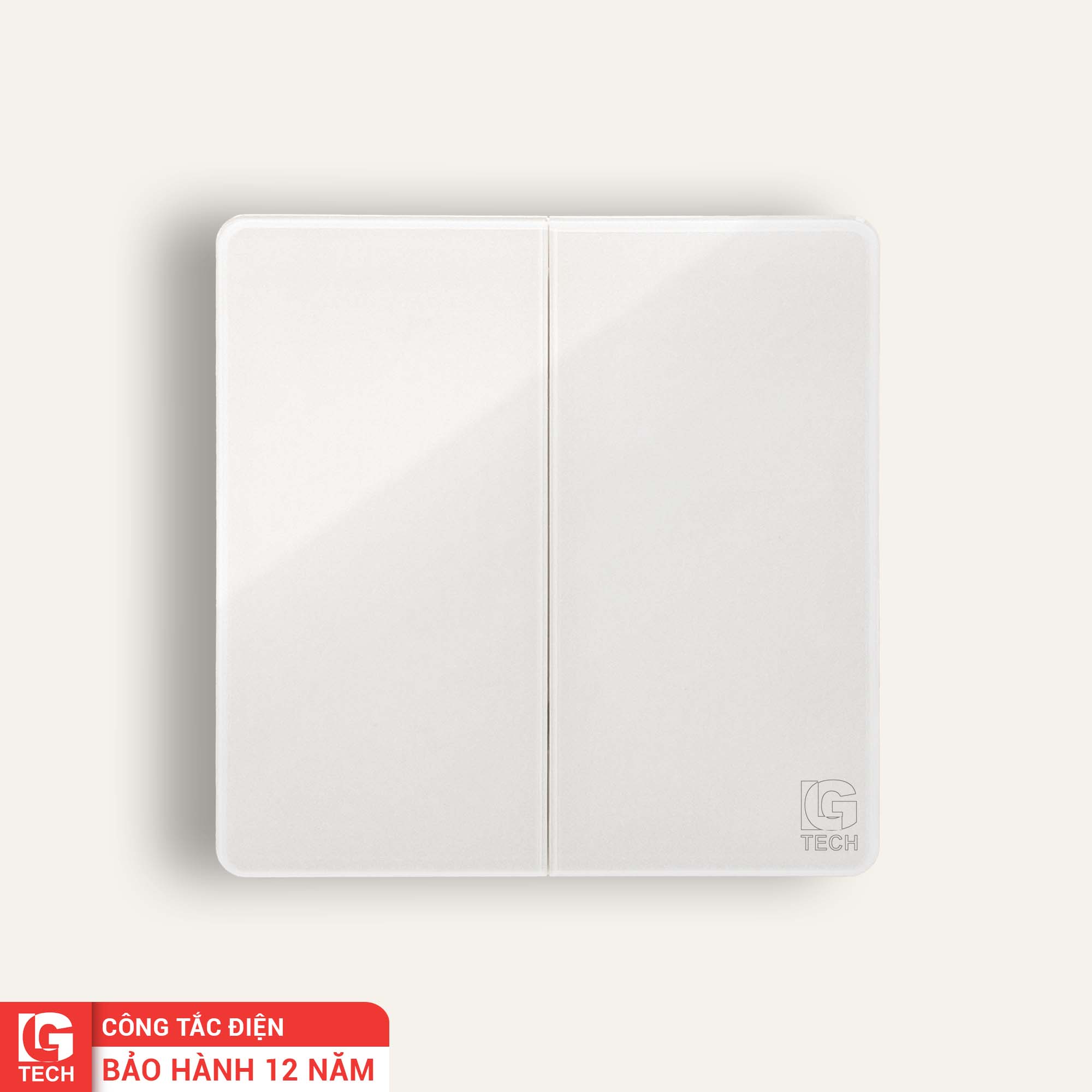 Công tắc mặt kính đôi tràn viền trắng LG-SG-S2N-WG